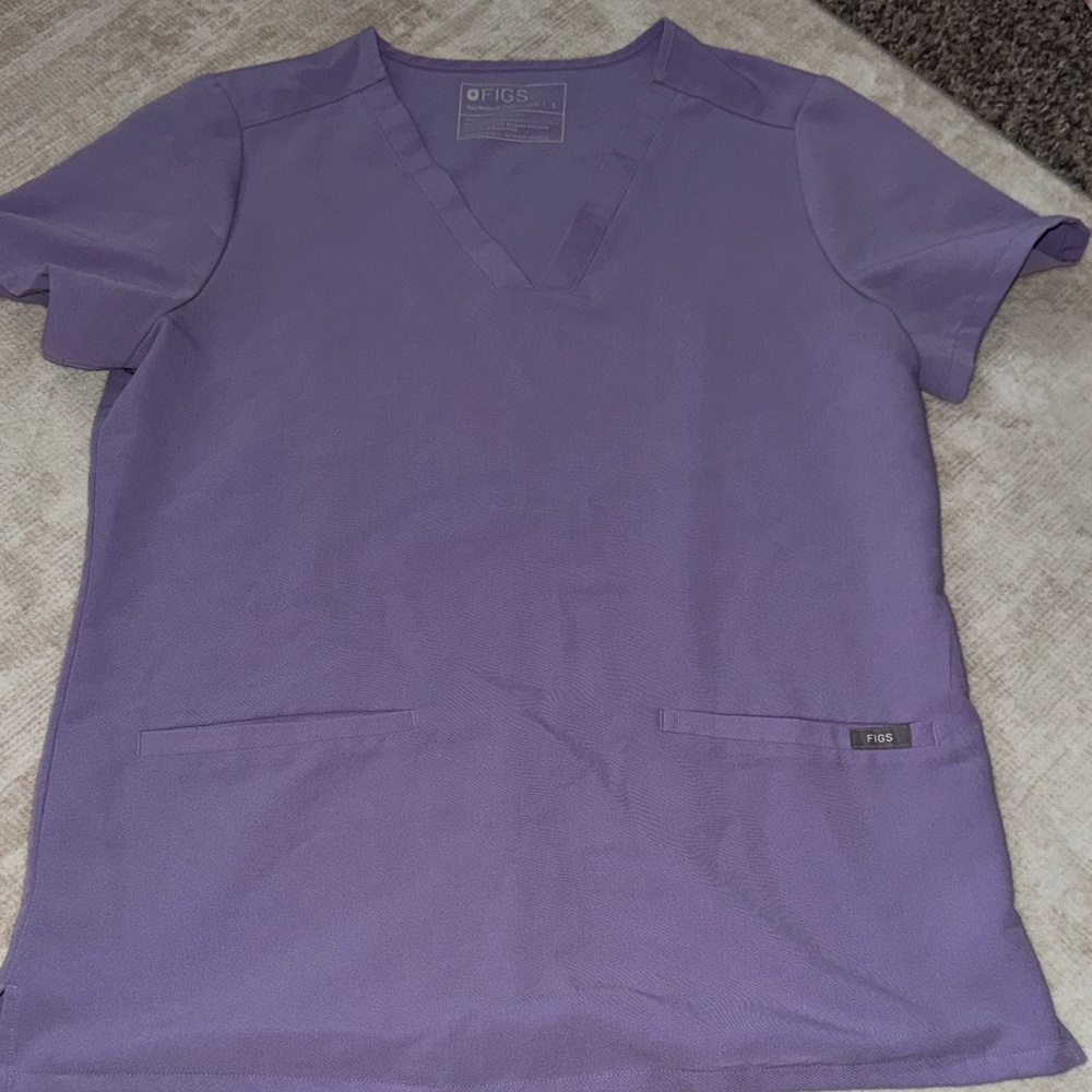 Figs Lavender V-Neck Scrub Top